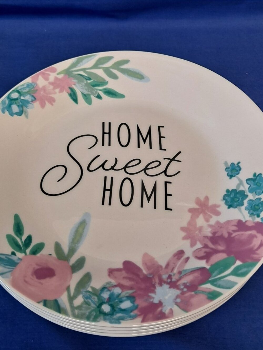 Royal Norfolk 4 Home Sweet Home FLORAL BREAD PLATES 7 5/8" Salad Dinner Dessert